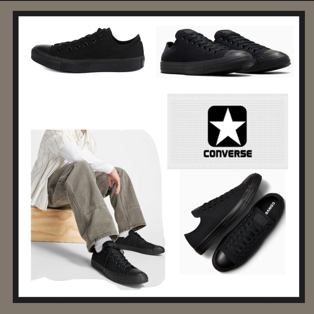 Converse Chuck Taylor All Star Core Ox Monochrome Sneakers in Black Size 7.5